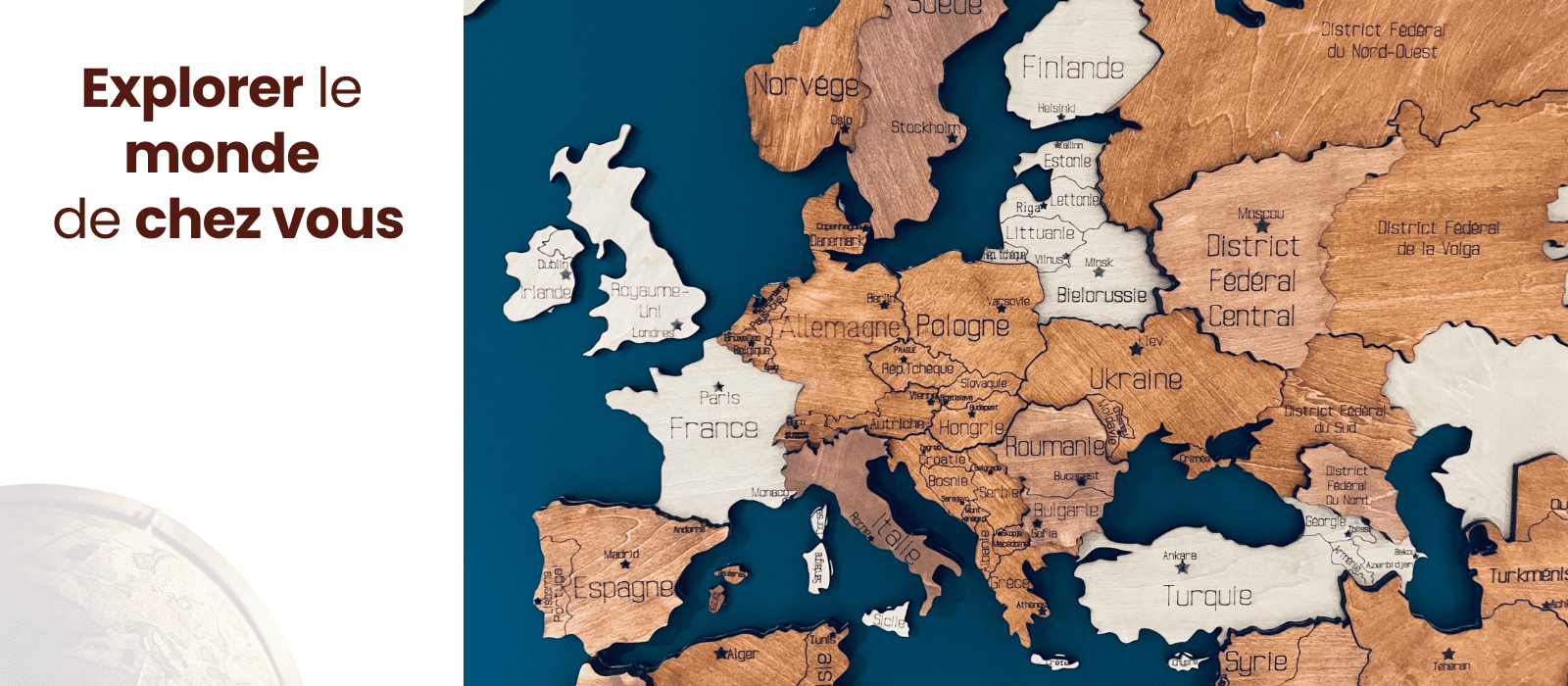 Mappemonde en bois carte du monde